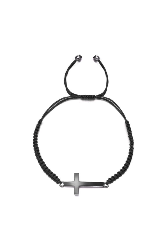 6.3-11.8 Inch Cross Friendship Bracelet Adjustable Braided Rope - Strand Wristband for Women Men Boy Girls - Handmade Braided Cross Black Red String Protection Jewelry