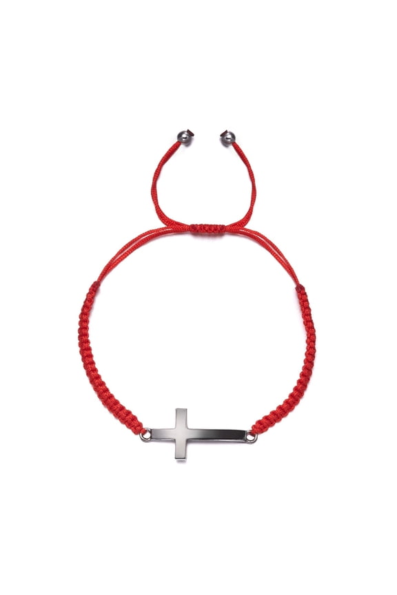 6.3-11.8 Inch Cross Friendship Bracelet Adjustable Braided Rope - Strand Wristband for Women Men Boy Girls - Handmade Braided Cross Black Red String Protection Jewelry