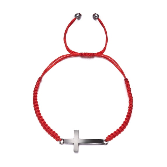 6.3-11.8 Inch Cross Friendship Bracelet Adjustable Braided Rope - Strand Wristband for Women Men Boy Girls - Handmade Braided Cross Black Red String Protection Jewelry