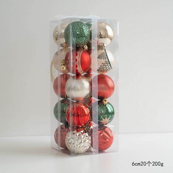 6/3.14IN Christmas Tree Ornaments Set Mixed Shaped Holiday Balls in Classic Christmas Colors Hanging Decorations for Trees Windows DIY Festive Decor
