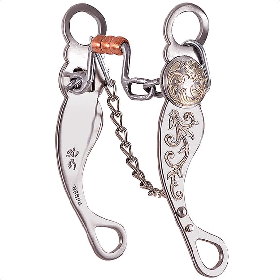 6-3/4" CLASSIC EQUINE FLORAL ROPER SQUARE PORT HOUSE MOUTH BIT W/ COPPER ROLLER