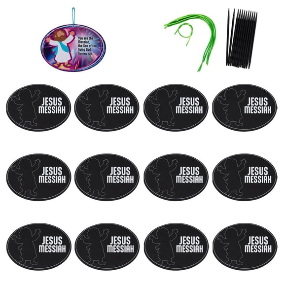 Fun Express 6 3/4" x 4 3/4" Jesus is the Light VBS Messiah Scratch 'N Reveal Ornaments  12 Pc.