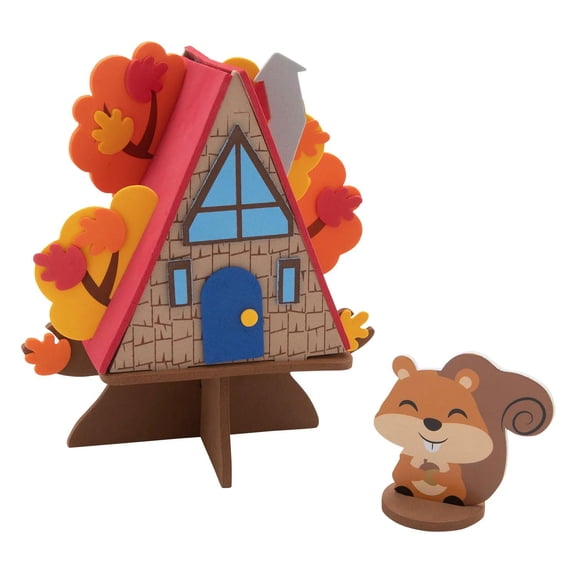 6 3/4" x 7 1/2" 3D Fall Tree House with Squirrel Craft Kit Makes 12
