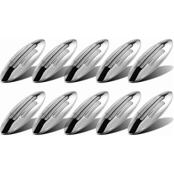 All Star Truck Parts 10-Pack 6.6" Oval 24 LED Side Marker Clearance Lights, Amber Clear Lens, DOT Approved, Chrome Bezel, Waterproof