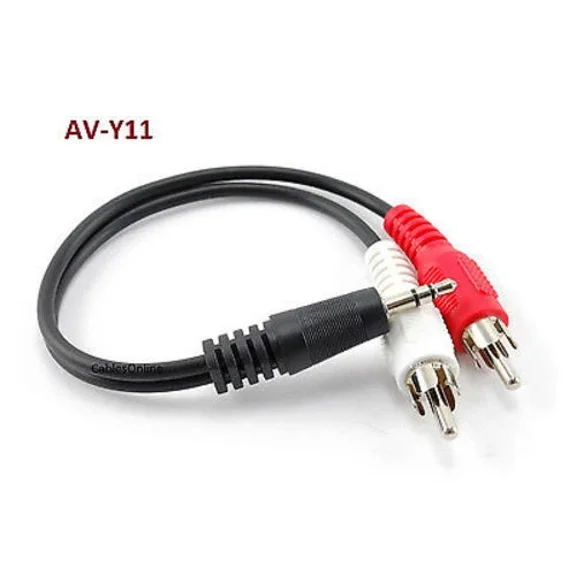 6" 3.5Mm Stereo Male To 2Rca Male Audio Splitter Cable