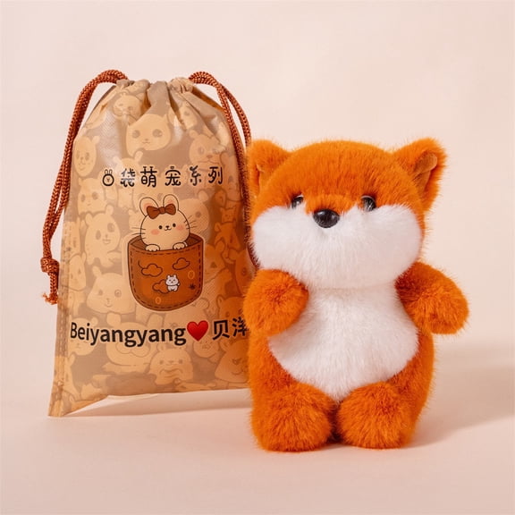 6.3" Adorable Fox Plush with Bags, Fox Stuffed Animal for Birthday Gift, Desktop Decor, Easter Birthday Gifts, F