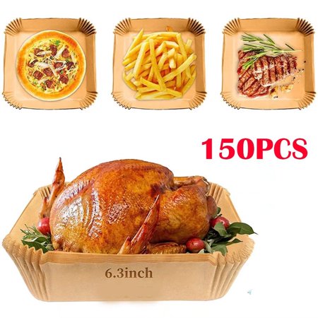 6.3" Air Fryer Disposable Paper Liner Square, Non-Stick Air Fryer Liner-150Pack