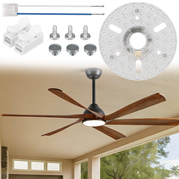 Evjurcn Ceiling Fan Light Replacement, 6.3" LED Retrofit Kit, 2200LM 3CCT Selectable, Non-Dimmable