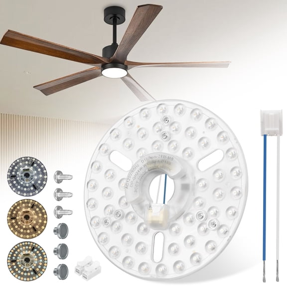 6.3" Ceiling Fan LED Light Panel Replacement Upgrade Retrofit Kit 2200LM Bright 3CCT 3000K 4200K 6500K Daylight 110V 24W PCB Board Magnetic or Screw to Reilluminate LED Ceiling Fan Light