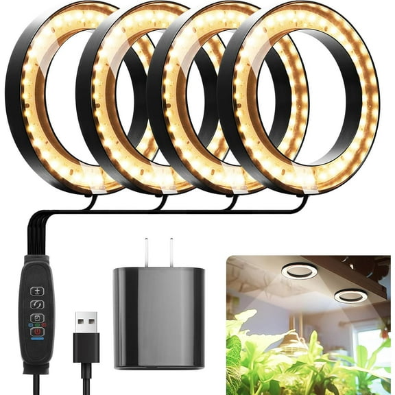 6.3" Ceiling Grow Lights for Indoor Plants, 288 LEDs Plant Light Full Spectrum, Under Cabinet Growing Lamp with Auto Timer, 10 Dimmable Levels, 3 Modes with Transparent Cover,Corded