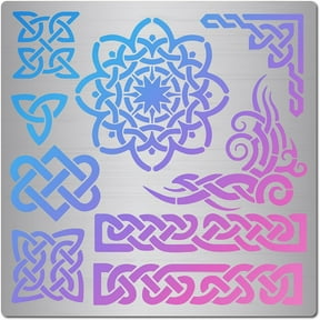 6.3" Celtic Knot Stencil Symbol Witchery Reusable Stainless Steel Flower Templates for Painting Wood Burning Pyrogray Engraving Crafts Home Decorations Matte Stainless Steel Color