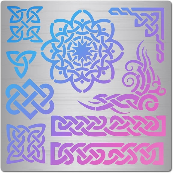 6.3 Celtic Knot Stencil Viking Symbol Witchery Reusable Stainless Steel Flower Templates for Painting Wood Burning