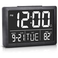 thumbnail image 1 of 6.3" Digital Clock with Large Display, with Day and Date, Snooze, Temperature, 12H/24H, Adjustable Brightness for Desk, Wall Mounted, Living Room, Bedroom, Gift for Elderly, Seniors, Dementia, 1 of 6
