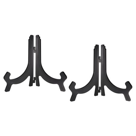 6.3" Easel Plate Holder, Plastic Folding Display Stand Black for Decorative Picture Frame, 2 Pack