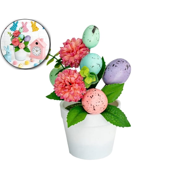 6.3" Easter Eggs Table Tree Colored Tabletop Centerpiece, Spring Festival Home Decor for Easter Day, Party, Indoor Holiday Decoration