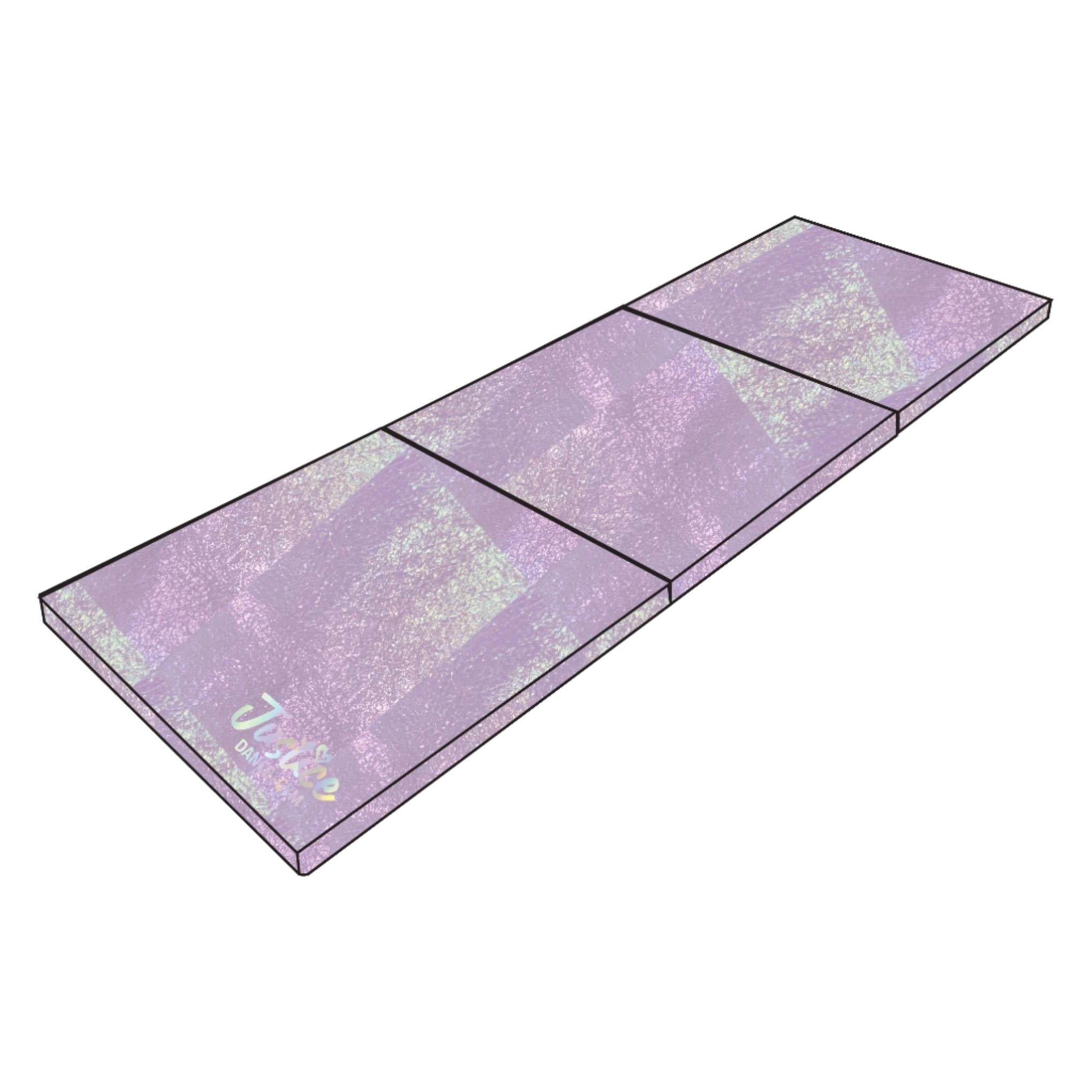 Justice 6ft Three-Fold Gymnastics Mat with Carry Handles, Metallic, 1.5-inch Thickness