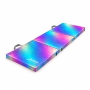 Justice 6ft Three-Fold Gymnastics Mat with Carry Handles, Metallic, 1.5-inch Thickness