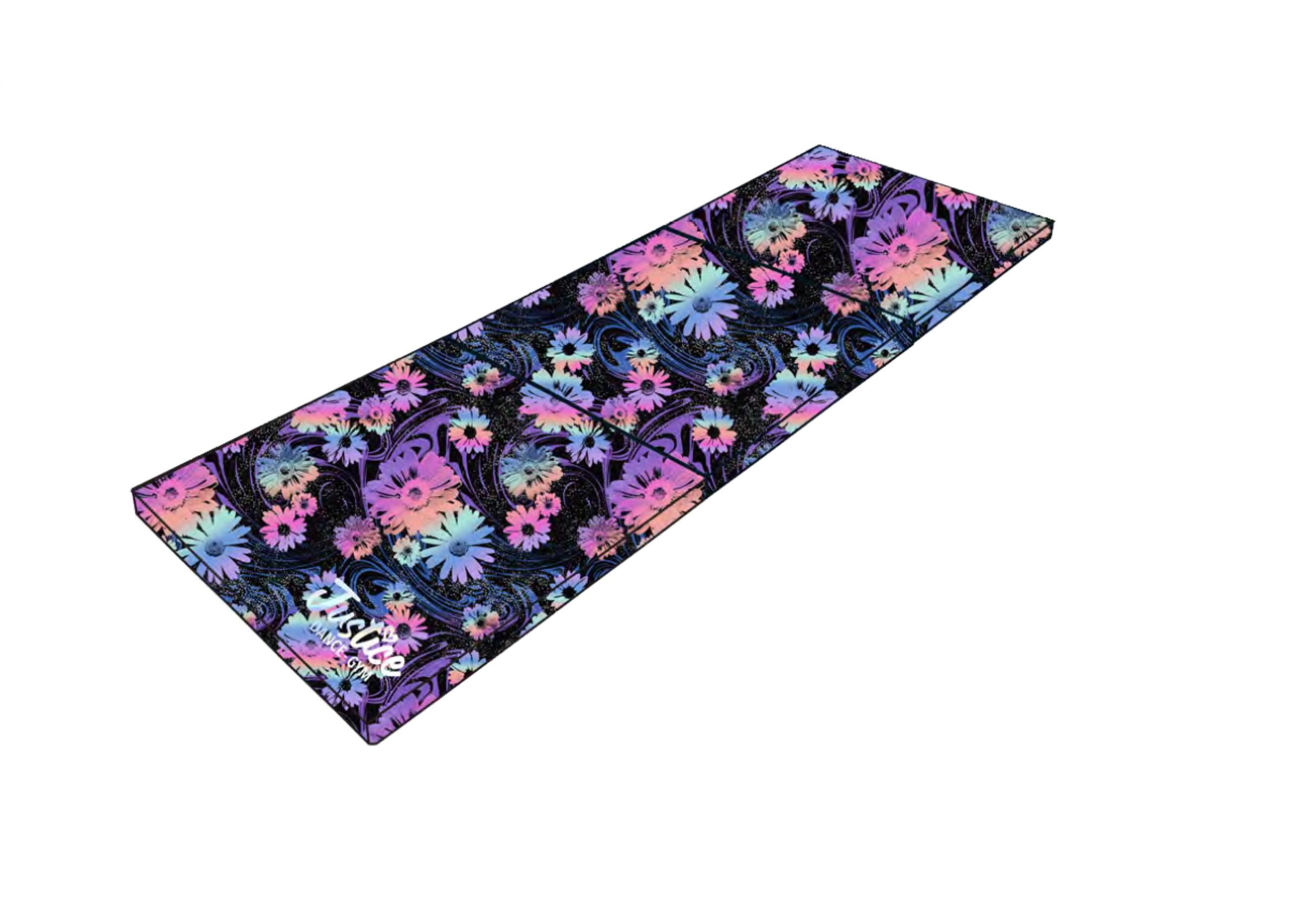 Justice 6ft Three-Fold Gymnastics Mat with Carry Handles, Floral Print, 1.5-inch Thickness