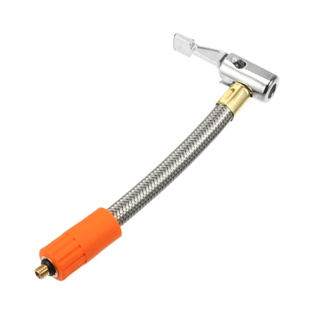 6.3" Flexible Tire Inflator Hose Adapter M6 Thread Size Air Chuck with Hose without Air Release Valve