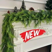 6.3 Ft Artificial Norfolk Pine Garlands, Real Touch Winter Pine Garland, Faux Green Artificial Greenery Garland for Table, Mantle, Wall, Door, Xmas, Home, Indoor, Outdoor Christmas Decorations