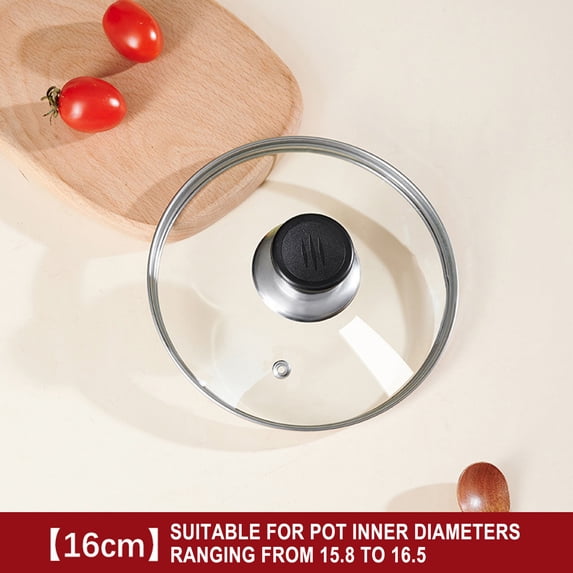 6.3" Glass Lid for Frying Pan, Tempered Replacement Cover Compatible with All 6.3 inches Cookware for Skillets, Round Cast Iron, Cast Aluminium, Stainless Steel Pans &Pots