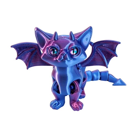 6.3 Inch 3D Printed Articulated Angel Devil Cat Figurine – Multi-Color Flexible Winged Cat Toy for Tabletop Display