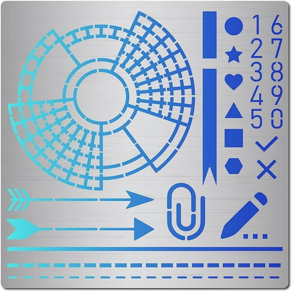6.3 Inch Arrow Pattern Metal Stencil Target Wood Burning Stencil Reusable Numbers Journal Stencils Solid Line Template for Painting DIY Decorations Card Making Matte Stainless Steel Color