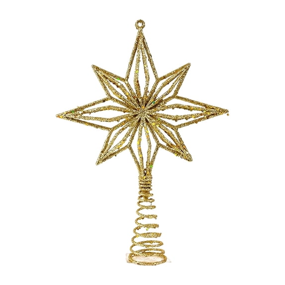 6.3 Inch Bethlehem Glitter Star Christmas Tree Topper, Lightweight Christmas Star Hollow Treetop, Rustic Tree Toppers Christmas Decorations, Christmas Tree Topper for 3-6 ft Trees 1Pc,Gold