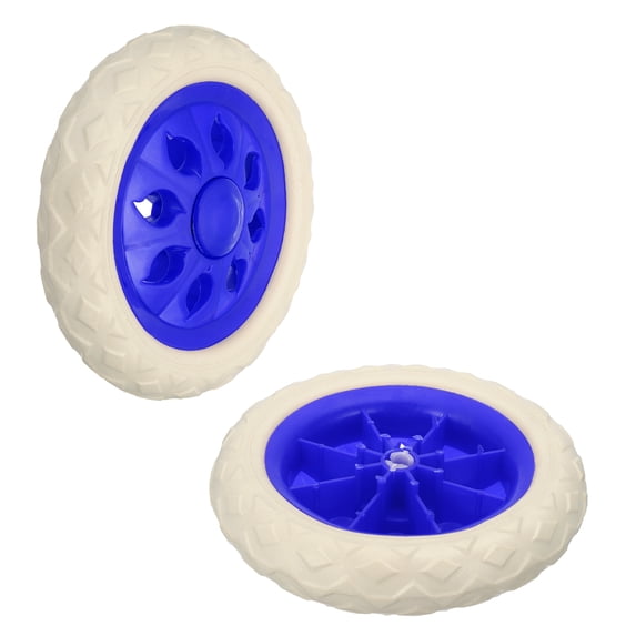 6.3 Inch Dia Shopping Cart Wheels Replacement Heavy Rubber Foaming Trolley Wheel Repair for Grocery Carts Garbage Trash Can, Blue/White 2 Pcs