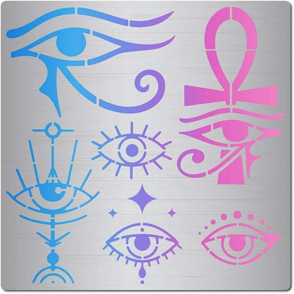 6.3 Inch Evil Eyes Metal Stencil Egyptian Symbol Wood Burning Stencil Reusable Hieroglyphics Journal Stencils Eye of Horus Template Stainless Steel Stencils
