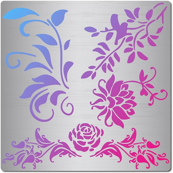 6.3 Inch Flower Stencils Metal Sunflower Stencil Leaf Flourish ...