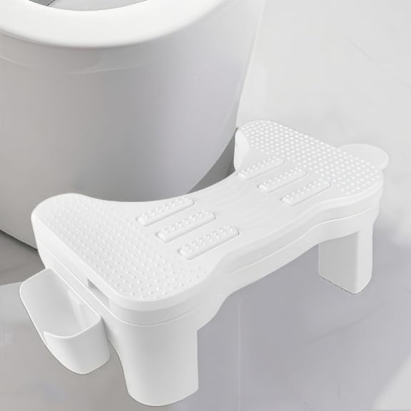 6.3 Inch Height Adjustable Toilet Stool, Non-Slip Squat Stool with Foot Massage Function & Side Storage Box, Detachable Portable Potty Stool for Adults Elderly, Ideal for Bathroom Home Use