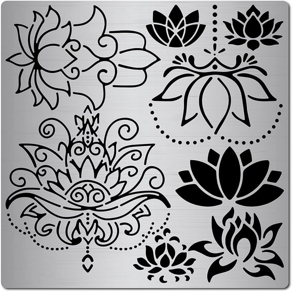 6.3 Inch Lotus Metal Stencil Flower Stencils Stainless Steel Floral Painting Reusable Templates Journal Tool