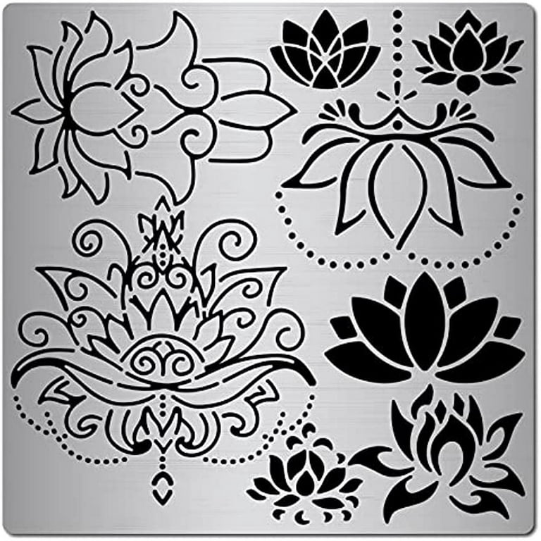 6.3 inch Metal Stencil Stainless Steel Painting Template Journal Tool for Painting Wood Burning Pyrography, Silver