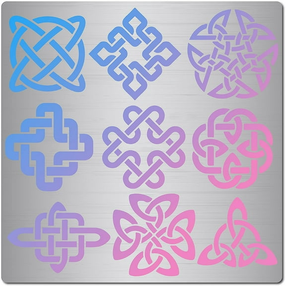 6.3 Inch Metal Celtic Knot Stencil Triquetra Templates Reusable Symbol Journal Stainless Steel Stencils for Painting Wall Canvas Furniture Wood Burning Pyrography Engraving Gray