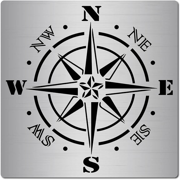 6.3 Inch Metal Compass Rose Stencil Stainless Steel Painting Reusable Template Journal Tool for Painting Wood Burning Pyrography and Engraving Crafts for DIY