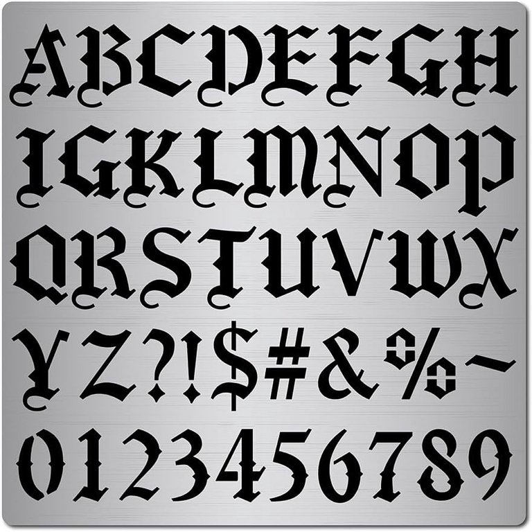 6.3 Inch Metal Gothic Font Lettering Stencil Stainless Steel Old English Font Ancient Alphabet Number Template Runes Punctuation Stencils for Painting Wood Burning Engraving Crafts - Walmart.com 6-3-inch-metal-gothic-font-lettering-stencil-stainless-steel-old-english-font-ancient-alphabet-number-template-runes-punctuation-stencils-for-painting-wood-burning-engraving-crafts-walmart-com