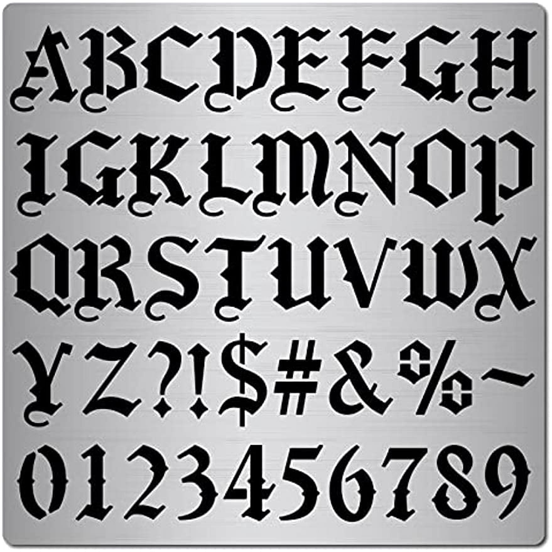 6.3 Inch Metal Gothic Font Lettering Stencil Stainless Steel Old English  Font Ancient Alphabet Number Template Runes Punctuation Stencils for  Painting