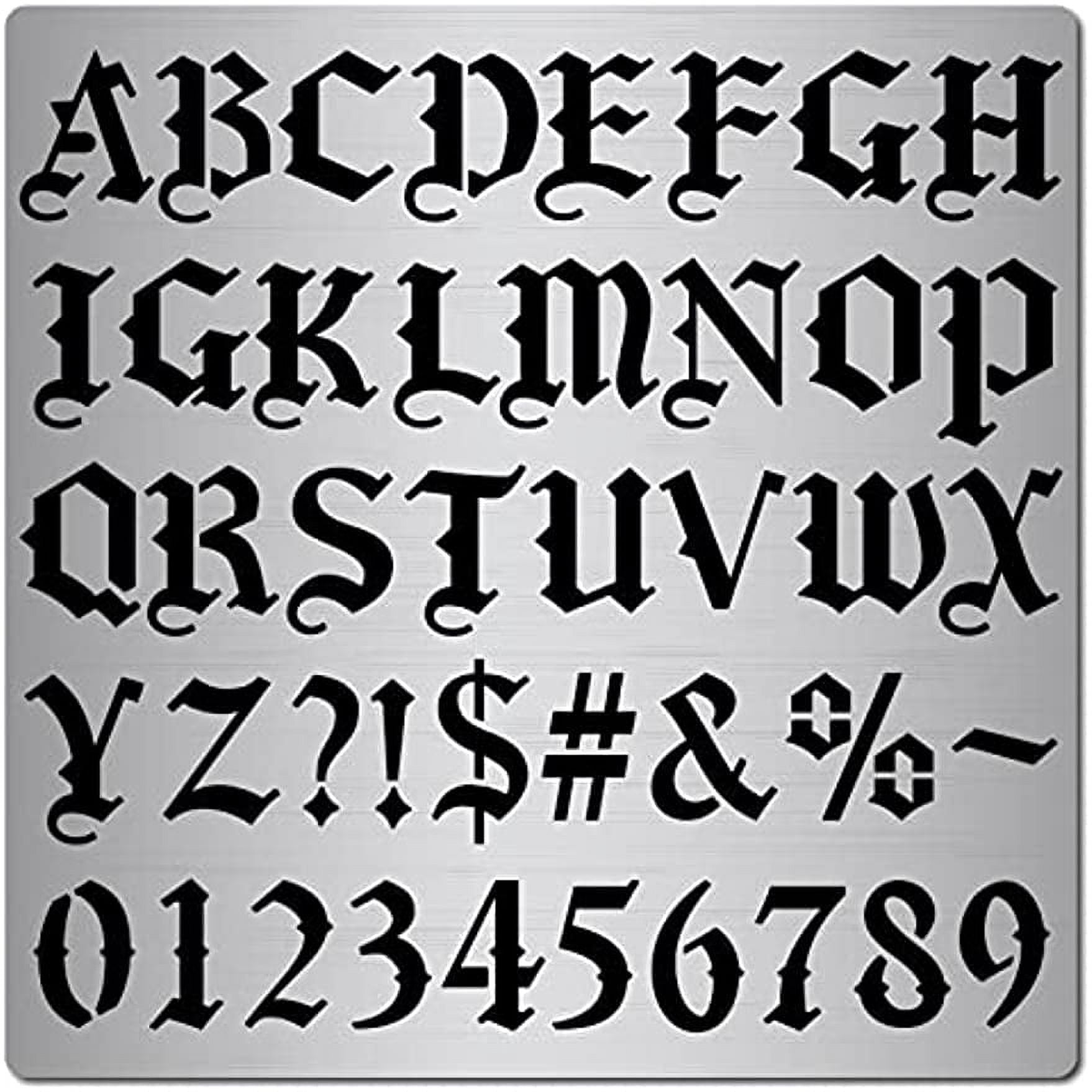 6.3 Inch Metal Gothic Font Lettering Stencil Stainless Steel Old