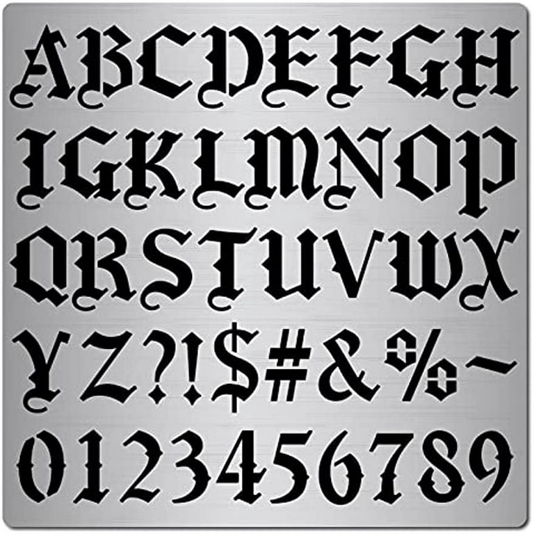 6.3 Inch Metal Gothic Font Lettering Stencil Stainless Steel Old