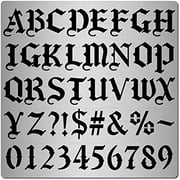 6.3 Inch Metal Gothic Font Lettering Stencil Stainless Steel Old English Font Ancient Alphabet Number Template Runes Punctuation Stencils for Painting Wood Burning Engraving Crafts