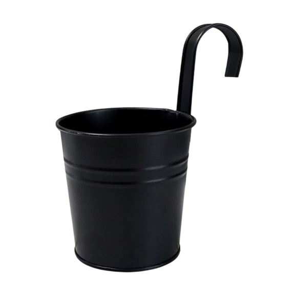 6.3 Inch Metal Hanging Flower Pots, Balcony Iron Planters Railing Hanging, Garden Fence Balcony Home Decoration, with Detachable Hooks