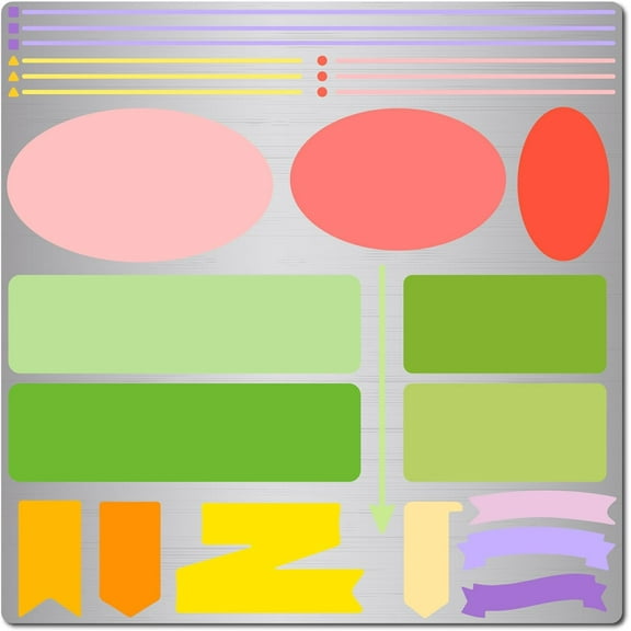 6.3 Inch Metal Journal Stencil Planner Diary Notebook Lines Banners Arrow Bookmark Stainless Steel Stencils Template for DIY Painting Scrapbook Engraving Wood Burning Pyrography Habit Tracker