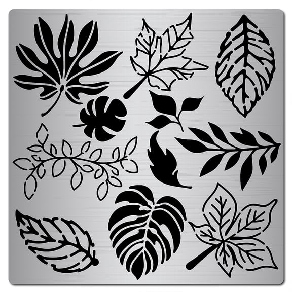 6.3 Inch Metal Leaf Stencil Maple Tropical Palm Leaves Painting Reusable Template Stainless Steel Journal ToolDIY