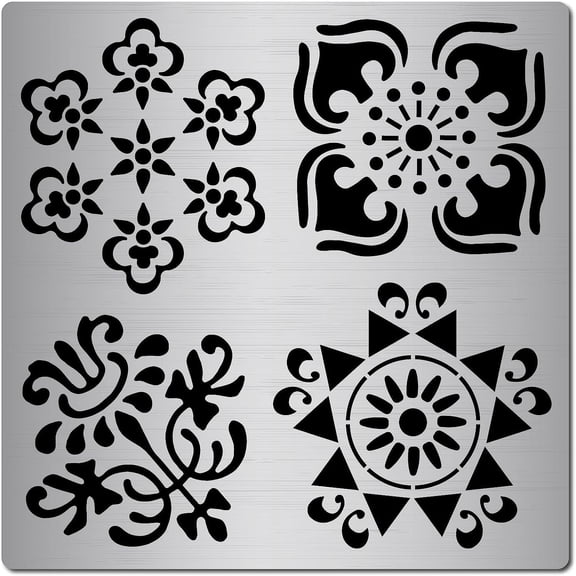 6.3 Inch Metal Mandala Stencil Template Stainless Steel Flowers Painting Reusable Template Journal Tool for Painting Wood Burning Pyrography and Engraving Gray