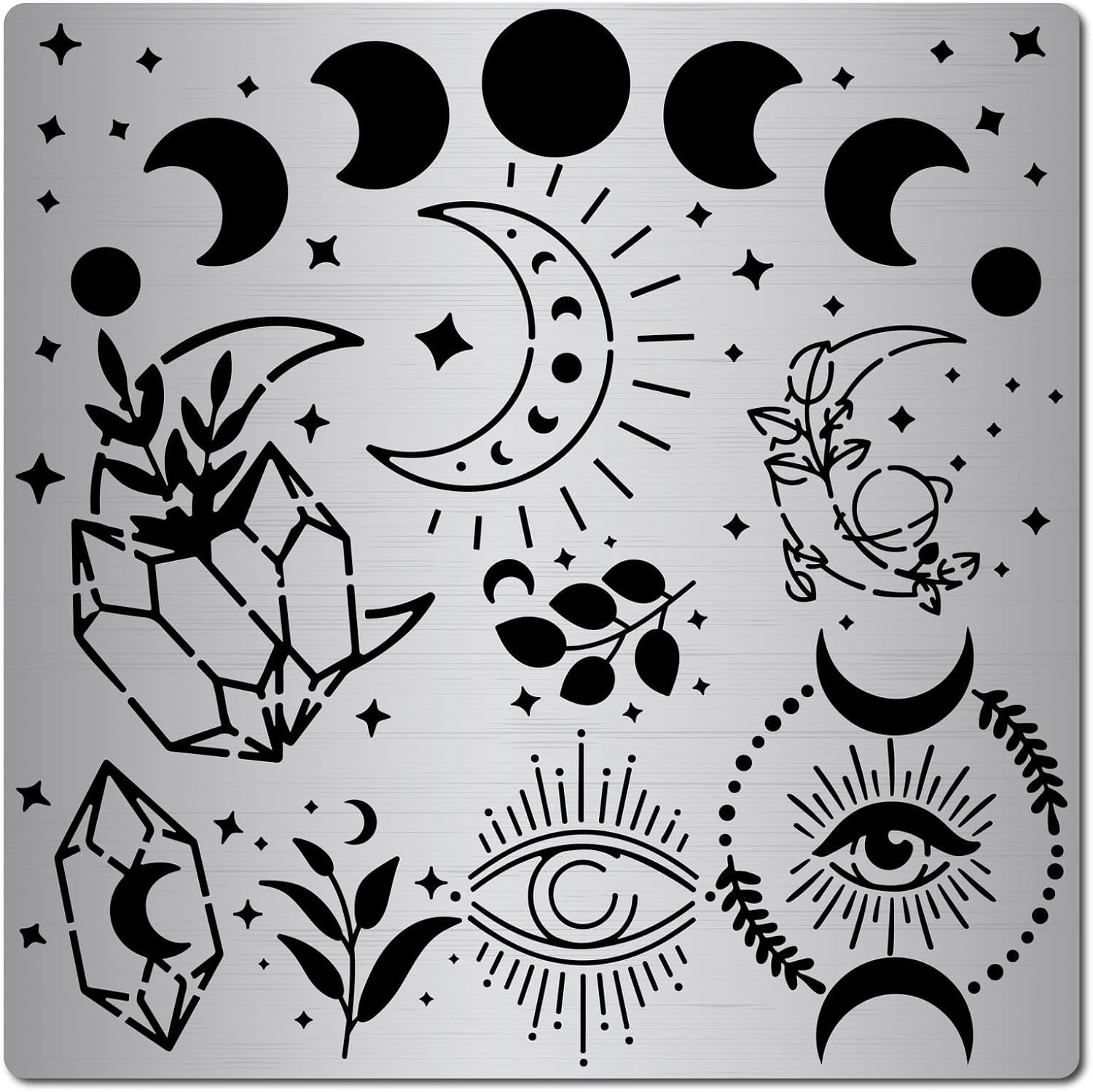 6.3 Inch Metal Moon Phase Stencil Stainless Steel Template Reusable ...