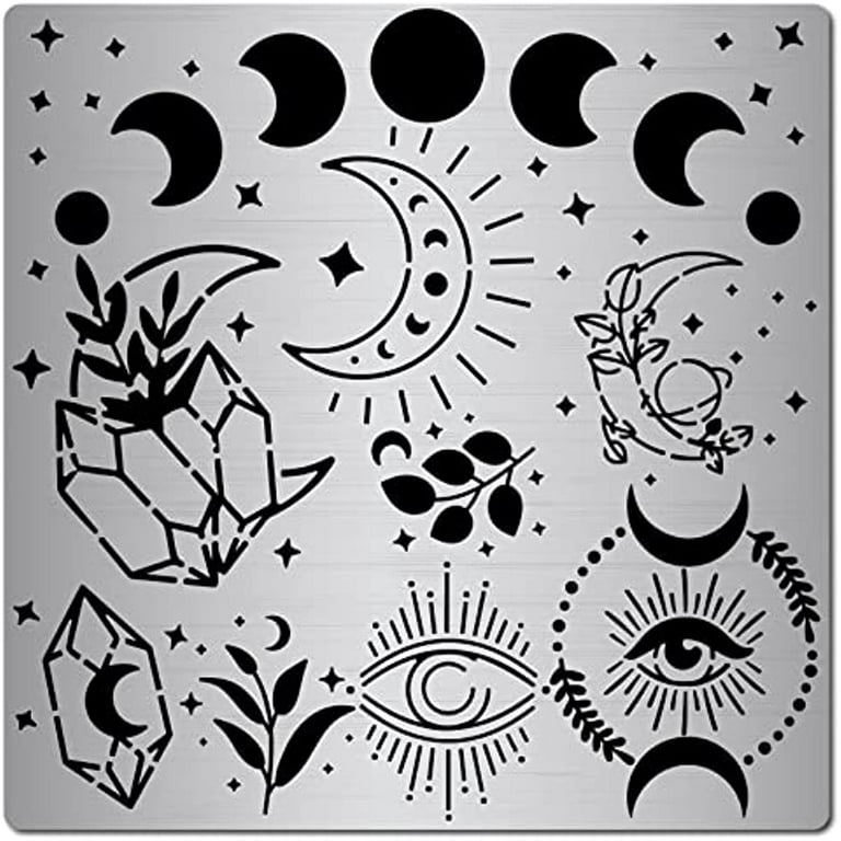 6.3 Inch Metal Moon Phase Stencil Stainless Steel Template Reusable Stencils  Journal Tool for Painting on Wood Burning Pyrography Engraving Canvas Decor  Home DIY Craft Scrapbooking 