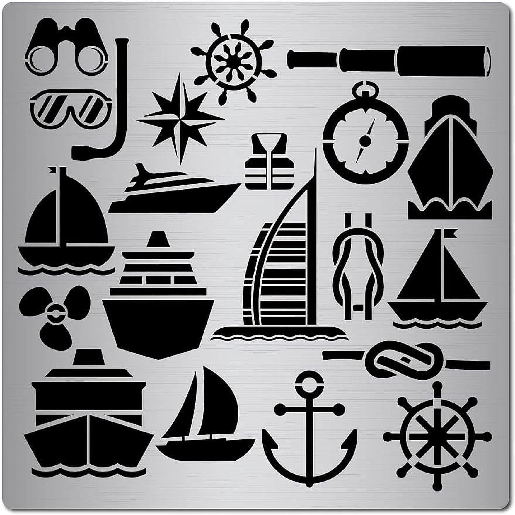6.3 Inch Metal Nautical Stencil Stainless Steel Ocean Anchor Lighthouse ...