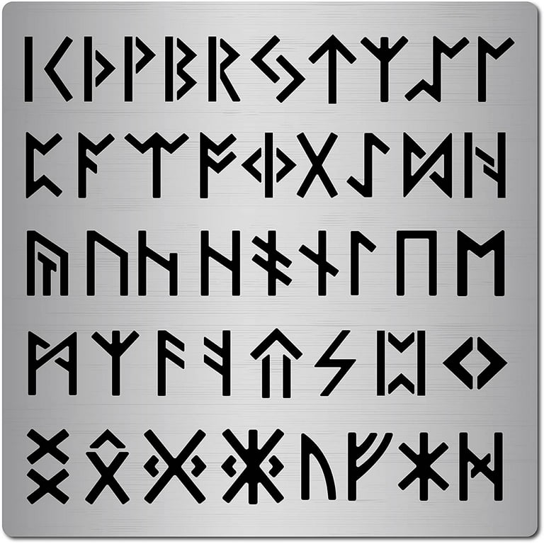 6.3 Inch Metal Runes Stencil Wicca Stainless Steel Ancient Alphabet Elder  Futhark Plantillas Abecedarios Painting Template for Painting Wood Burning  Pyrography and Engraving Crafts 