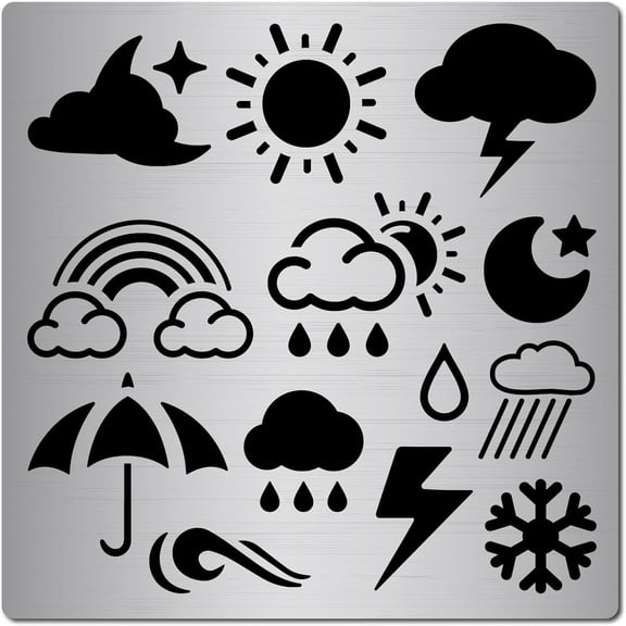 6.3 Inch Metal Weather Stencil Rainbow Template Moon Star Rain Drop Clouds Snowflake Stainless Steel Painting Reusable Template Stencils
